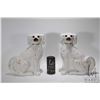 Image 1 : Antique pair of unmarked Staffordshire dogs with glass eyes, each 13" in height