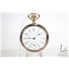 Image 1 : American Waltham Watch Co. grade 875, model 1883, 17 jewel pocket watch. White enamel double sunk di