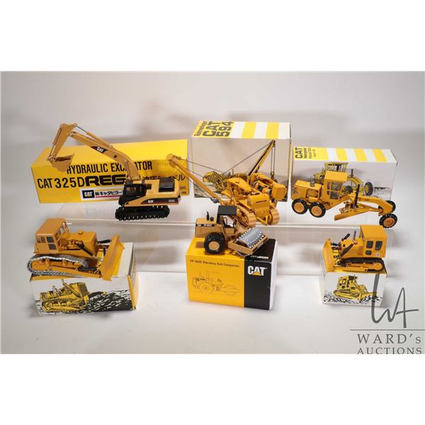 Six 150th scale diecast CAT models including D4E dozer, 12G motorgrater ...
