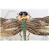 Image 6 : 18kt yellow gold dragonfly brooch, set with 1.05ct oval cabochon sapphires, 5.00ct of round full cut