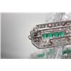 Image 4 : Antique Art Deco platinum emerald and diamond brooch set with center hexagonal step cut .50ct diamon