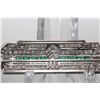 Image 7 : Antique Art Deco platinum emerald and diamond brooch set with center hexagonal step cut .50ct diamon
