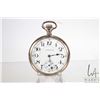 Image 1 : Antique Hampden 17 jewel pocket watch with double sunk second sweep and Arabic numerals on white por