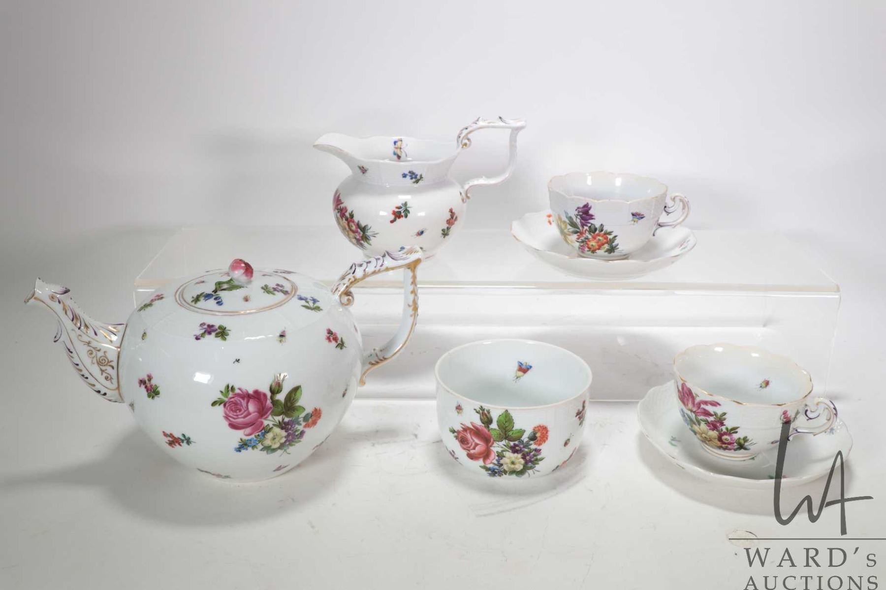 Herend Porcelain tea set with hand painted flowers and insects ...
