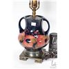 Image 3 : Moorcroft "Pomegranate" double handled, shape 5 vase table lamp on cast metal base, 10 1/2" includin