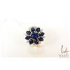 Image 1 : 10kt yellow gold ring set with blue sapphires and accent diamonds, size 6.75