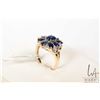 Image 2 : 10kt yellow gold ring set with blue sapphires and accent diamonds, size 6.75