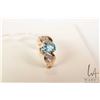 Image 1 : 10kt gold ring set with blue oval citrine gemstone, size 6.5