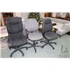 Image 1 : Three upholstered swivel fully adjustable office chairs, all are non-matching