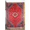 Image 1 : 100% handmade Iranian wool carpet with center medallion, red background and overall geometric patter