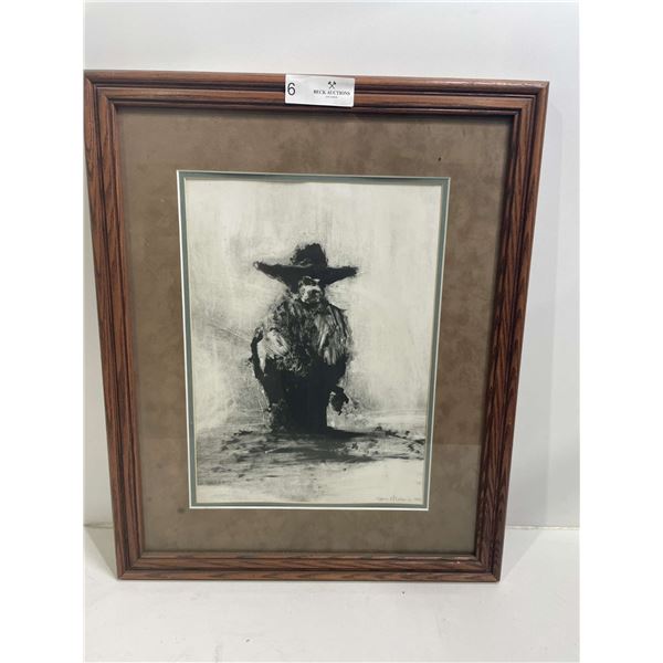 Framed Charcoal Autographed Artwork