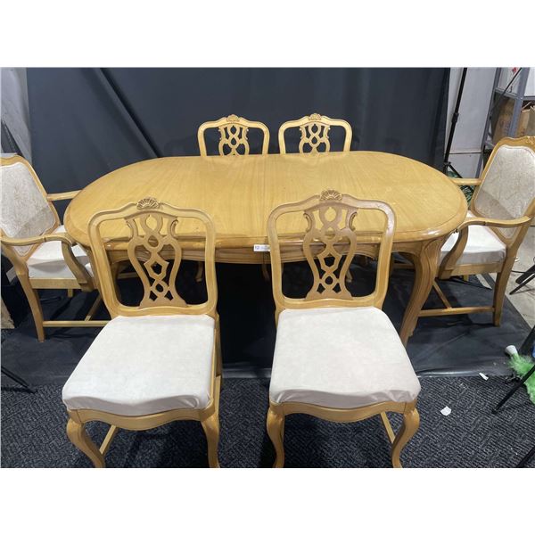 Engraved Dining Table Set With 6 Chairs
