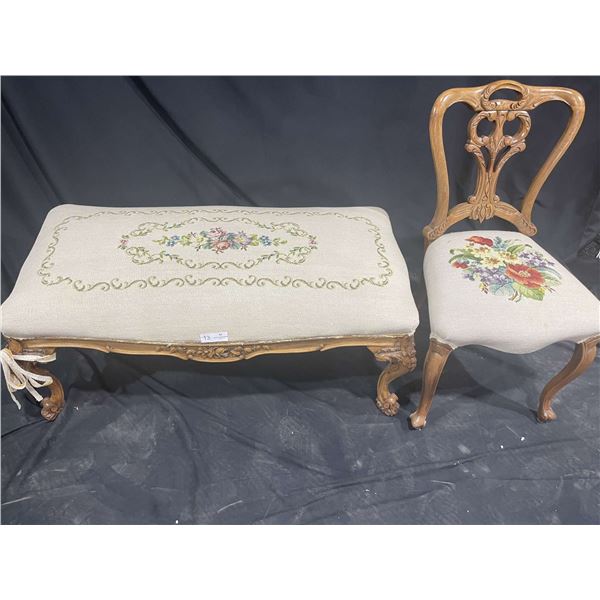 Floral Designed Chair With Bench