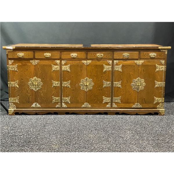 Antique Beautiful Dresser With Ornate Brass Hardware