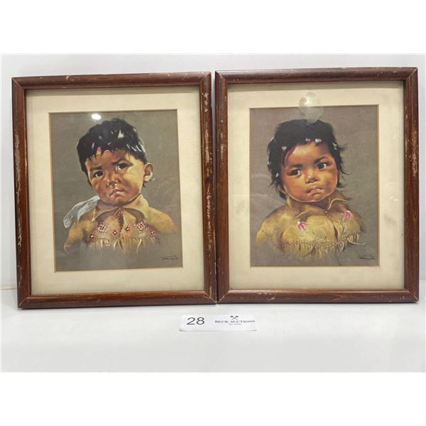 2 Framed Prints Of Indigenous Babies