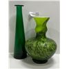 Image 1 : 2 Glass Green Blown Vases