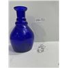 Image 1 : Collectible Swavorski Crystal And Blue Blown Glass Vase