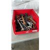 Image 1 : BIN OF SLEDGE, CAULKING GUN, PASSTHROUGH TOOL AND MORE
