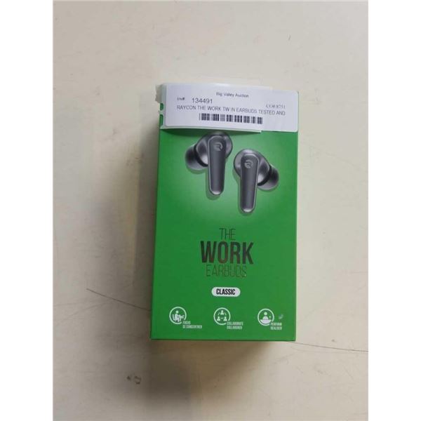 RAYCON THE WORK TW IN EARBUDS TESTED AND WORKING  - RETAIL $149