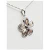 Image 2 : STERLING SILVER DIAMOND FLORAL PENDANT WITH STERLING CHAIN, 36 DIAMONDS (0.12CTS), W/A $915.00, DIAM