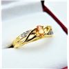 Image 2 : STERLING SILVER YELLOW GOLD TONE PLATED 4.9MM X 3.9MM NATURAL ORANGE SAPPHIRE (0.41CTS) & WHITE SAPP