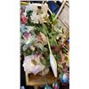 Image 2 : DECORATIVE WOOD WHEELBARROW AND VASE WITH ARTIFICIAL PLANT