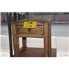 Image 1 : WOOD SIDE TABLE W/1 DRAWER & GLASS (13"  X 13" X 15")