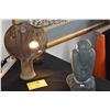Image 1 : MIXED LOT: CERAMIC FREE FORM SCULPTURE & OLMEC STONE SCULPTURE (12 1/2 & 13 1/2") (2 PCS)
