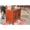 Image 4 : CHINESE RED LACQUER CHEST W/2 DRAWERS & 2 DOORS W/FLOWER & BIRD MOTIF (32" X  20 1/4" X 32")