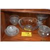 Image 1 : ASSORTED PRESSED GLASS BOWLS, COVERED CANDY DISHES, ETC. (7 PCS)