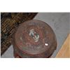 Image 2 : ANTIQUE CHINESE RED LACQUER CARVED FLORAL SCROLLING ROUND BARREL STOOL