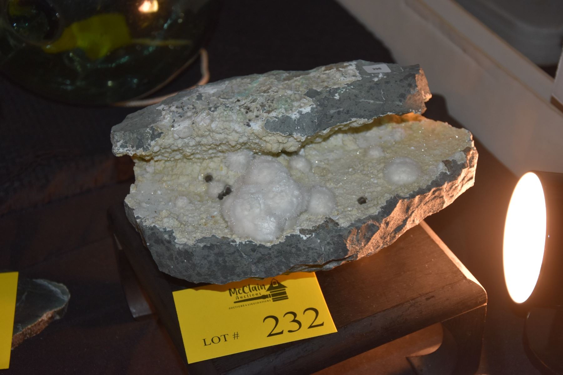OKENITE CYROLITE W/CRYSTALS