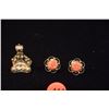 Image 2 : VINTAGE CORAL, GOLD FILLED EARRINGS & VICTORIAN FOB PENDANT (3 PCS)