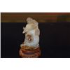 Image 3 : CHINESE HIGH RELIEF AGATE CARVING OF LONG LIFE CRANE W/STAND & PUDDING STONE JASPER CHOP (2 PCS)