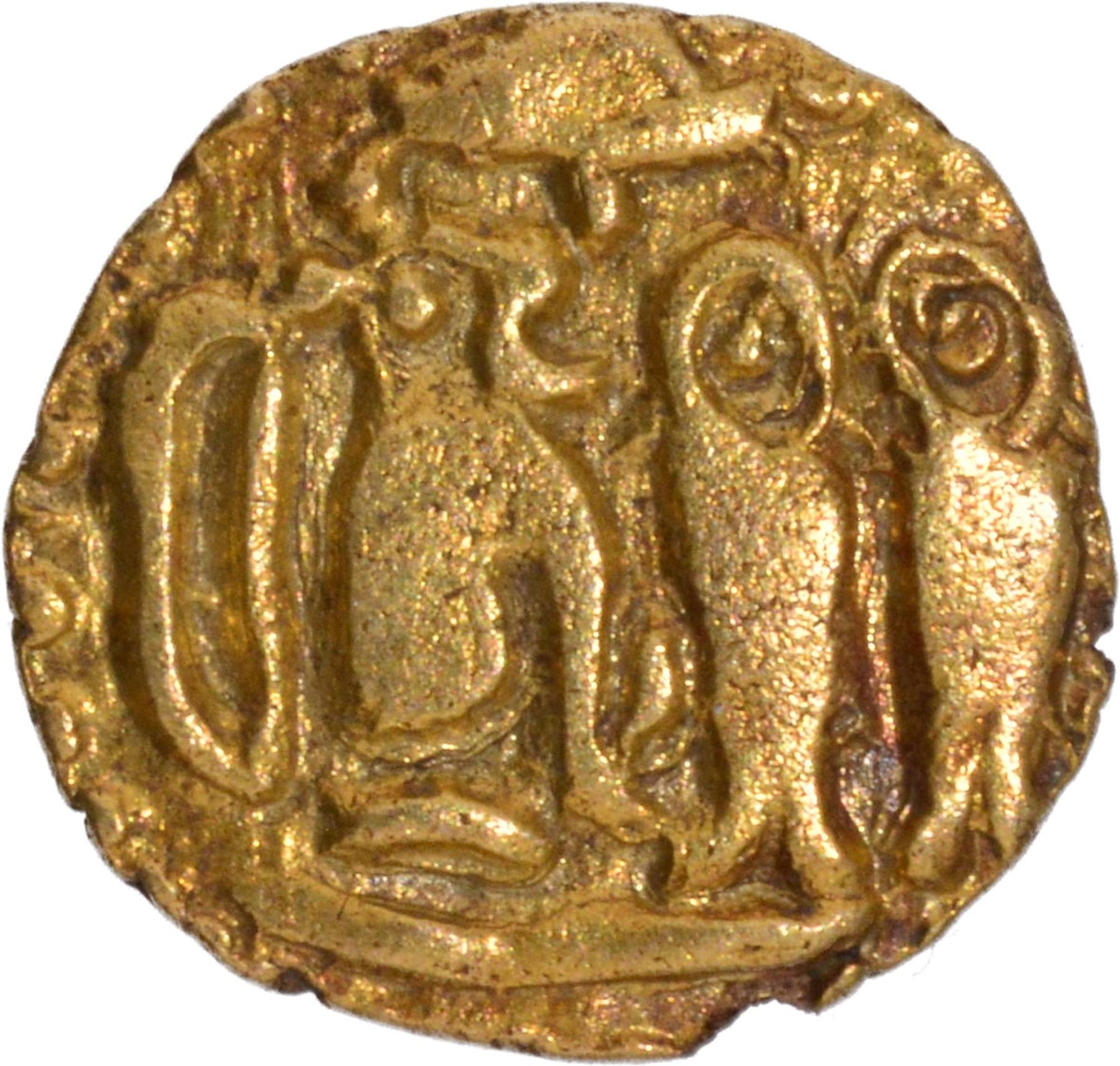 Kahavanu Raja Raja Very Rare Gold One Eighth Kahavanu Coin of Rajaraja I of Chola Dynasty.