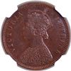 Image 2 : Scarce NGC AU 58 BN Graded Copper One Quarter Anna Coin of Victoria Empress of Bombay Mint of 1883.