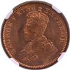 Image 2 : Very Rare NGC MS 66 RD Graded Top Pop Bronze One Quarter Anna Coin of 1917 of King George V of Calcu