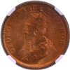 Image 2 : Scarce NGC MS 66 RB Graded Bronze One Quarter Anna Coin of King George V of 1928 of Calcutta Mint.