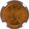 Image 2 : Very Rare Top Pop Graded NGC MS 65 Nickel Brass Half Anna Coin of King George VI of Calcutta Mint of