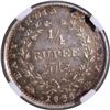 Image 3 : Extremely Rare NGC MS 62 Graded Silver Quarter Rupee Coin of King William IIII of Bombay Mint of 183