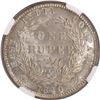 Image 2 : Very Rare NGC MS 64 Graded Silver One Rupee Coin of Victoria Queen of Calcutta and Bombay Mint of 18