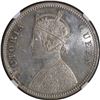 Image 2 : Rare NGC MS 61 Graded Silver One Rupee Coin of Victoria Queen of Calcutta Mint of 1874.