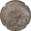 Image 1 : Scarce NGC MS 62 Graded Silver One Rupee Coin of Victoria Empress of Bombay Mint of 1878.
