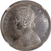 Image 2 : Scarce NGC MS 62 Graded Silver One Rupee Coin of Victoria Empress of Bombay Mint of 1878.