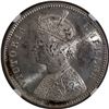 Image 2 : Rare NGC MS 63 Graded Silver One Rupee Coin of Victoria Empress of Calcutta Mint of 1885.