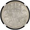 Image 1 : NGC MS 62 Graded Silver One Rupee Coin of Victoria Empress of Bombay Mint of 1890.