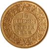 Image 1 : Extremely Rare Gold Fifteen Rupees Coin of King George V of Bombay Mint of 1918.