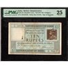 Image 1 : Very Rare PMG Graded 25 Very Fine Ten Rupees Banknote of 1923 of King George V Signed by H Denning.