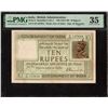 Image 1 : Extremely Rare PMG Graded 35 Choice Very Fine Ten Rupees of King George V of 1925 Banknote Signed by