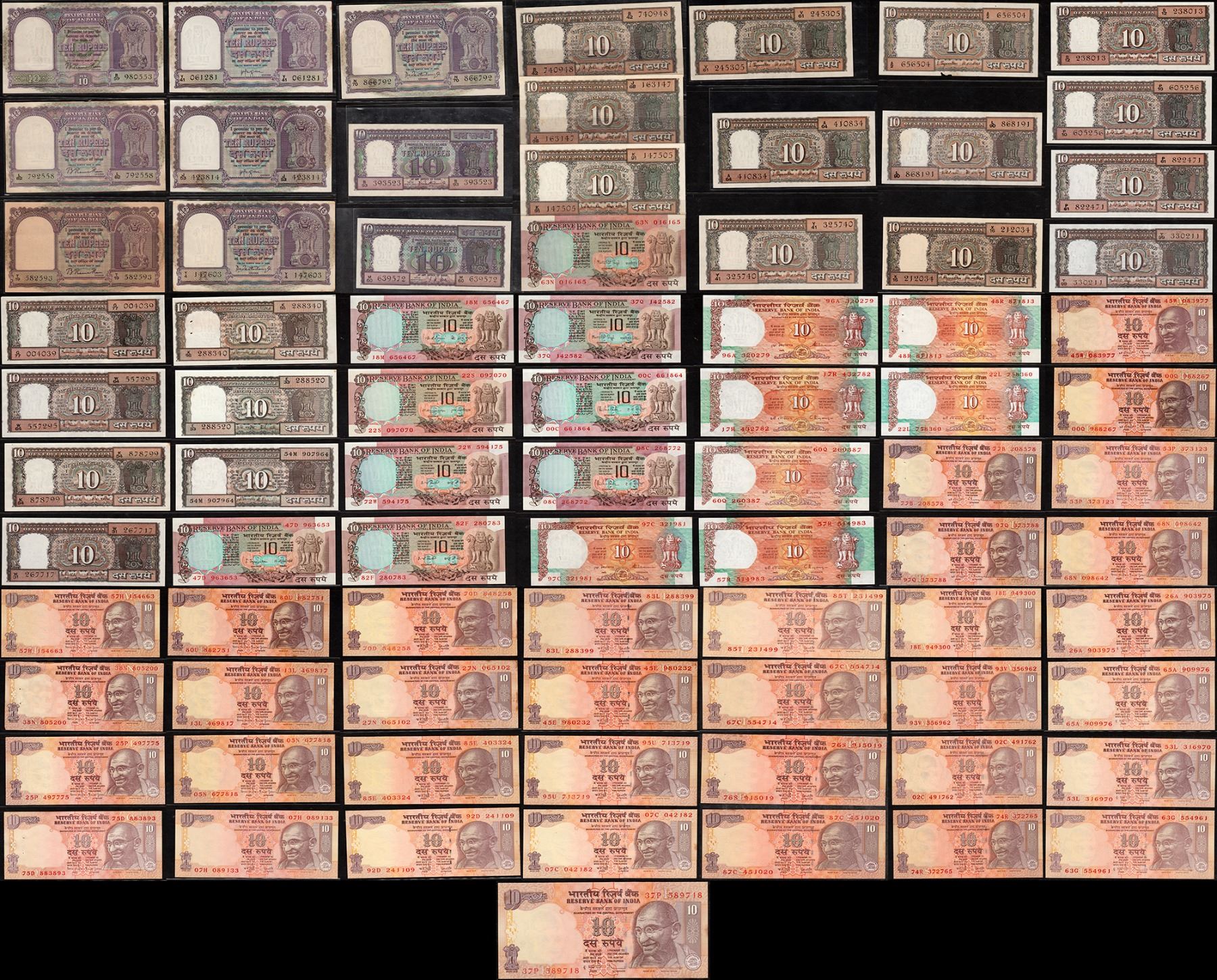 Rupees Note Collection Book Rare 80 Notes Collection of Ten Rupees of Republic India.